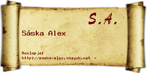 Sáska Alex névjegykártya